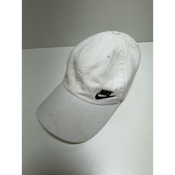 Nike Swoosh Logo Golf Ball Cap Hat White Mens Adjustable One Size - Picture 2 of 6